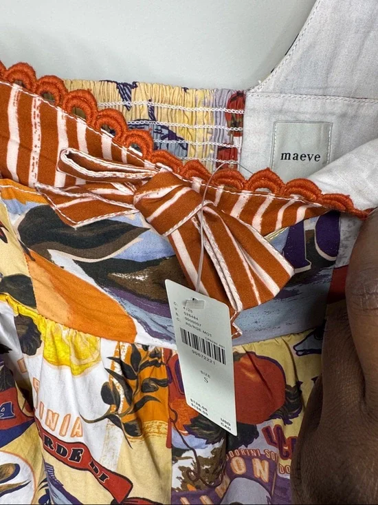 MAEVE Anthropologie Colorful Fruit Print Sundress with Bow - Picture 6 of 12